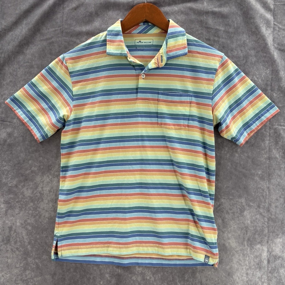 Peter Millar Boys Polo L 11-12 Colorful Stripe Shirt Golf